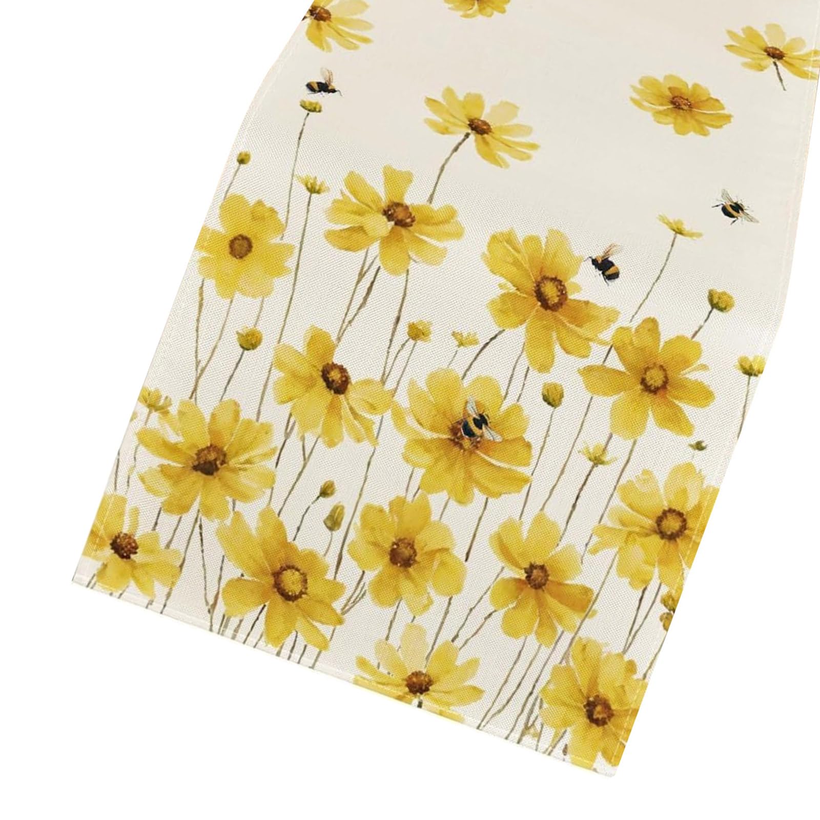 Sisyeuo Natural Florals Pattern Table Runner Sturdy Easy Cleaning Home Dining Accessory Easy Cleaning Dining Table Decoration