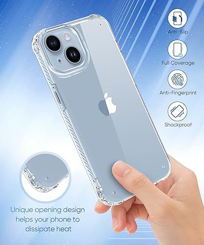 Miniatura 7 de MIODIK Funda compatible con iPhone 15 Plus con 2 protectores de pantalla + 2 protectores de lente de cámara, no amarillenta funda transparente con