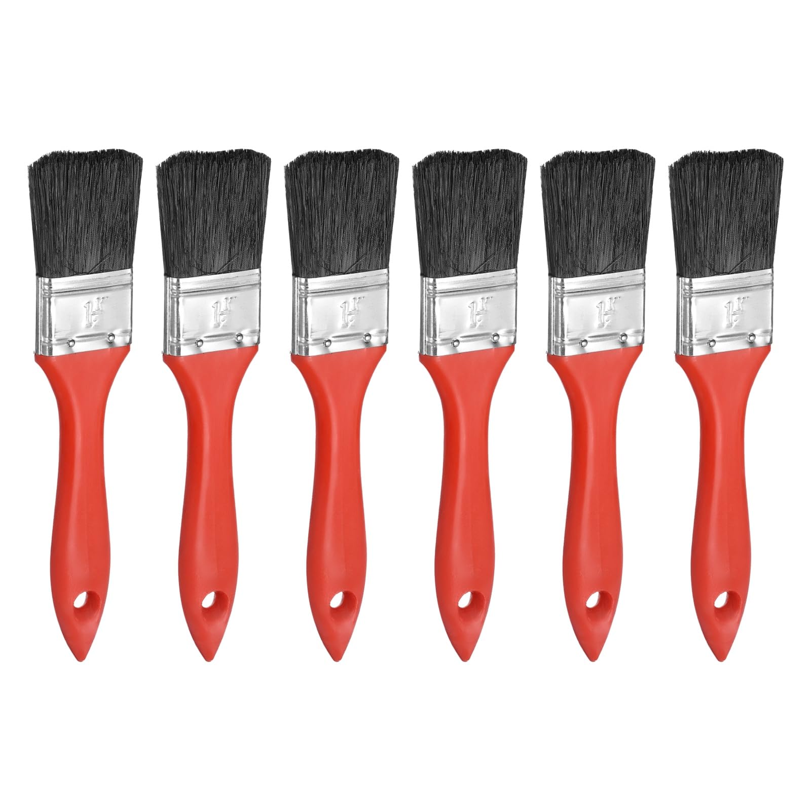 sourcing map 6pcs Paint Brush 1.4 Inch Flat Painting Brushes Chip Paint Brushes with Red PP Handle for DIY Art Painting Furniture Cabinet Wall Door Trim