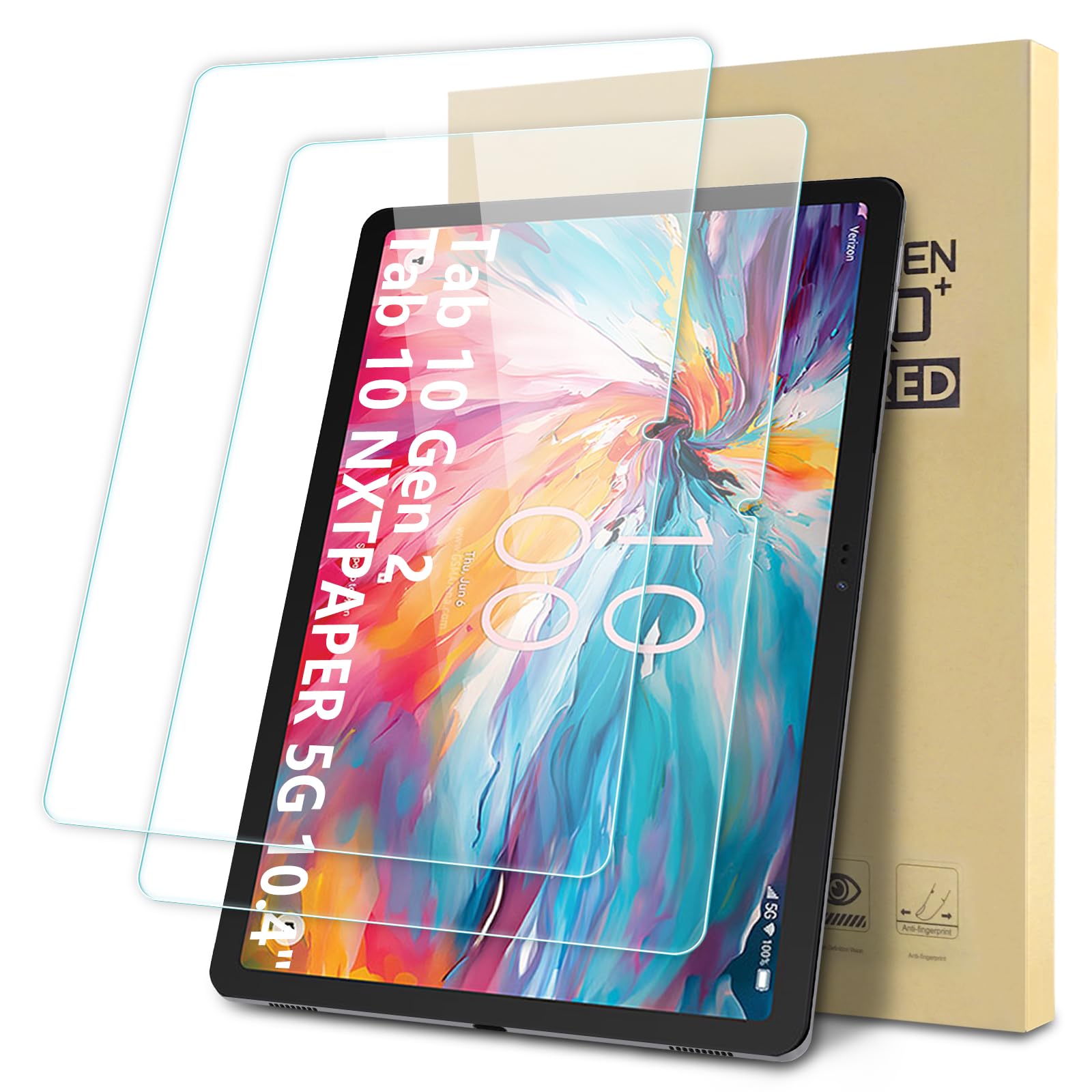 Suppeak 2-Pack Screen Protector Compatible with TCL Tab 10 Gen 2/ TCL Tab 10 NXTPAPER 5G 10.4", Tempered Glass Clear Film, Anti-Scratch, 9H Hardness,