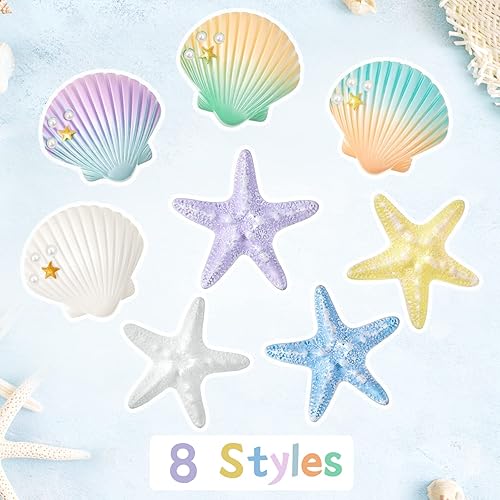 Miniatura 3 de Juexica 8 piezas de clip para el cabello de estrella de mar, corona de sirena, accesorios para el cabello de sirena, pinzas para el cabello de