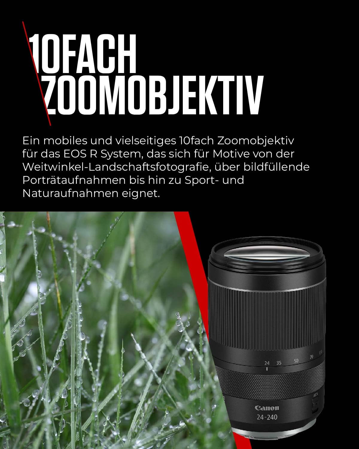 Canon RF Objektiv 24-240mm F4-6.3 IS USM – 10x Weitwinkel- und Teleobjektiv für Natur, Landschaft & Street | Kompatibel mit EOS R System