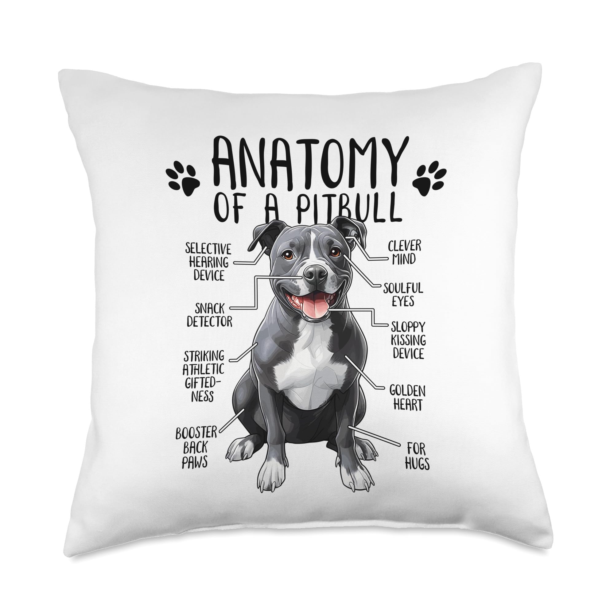 Funny Anatomy Pitbull Dog Cute Pittie Lover Pit Bull Owner Throw Pillow