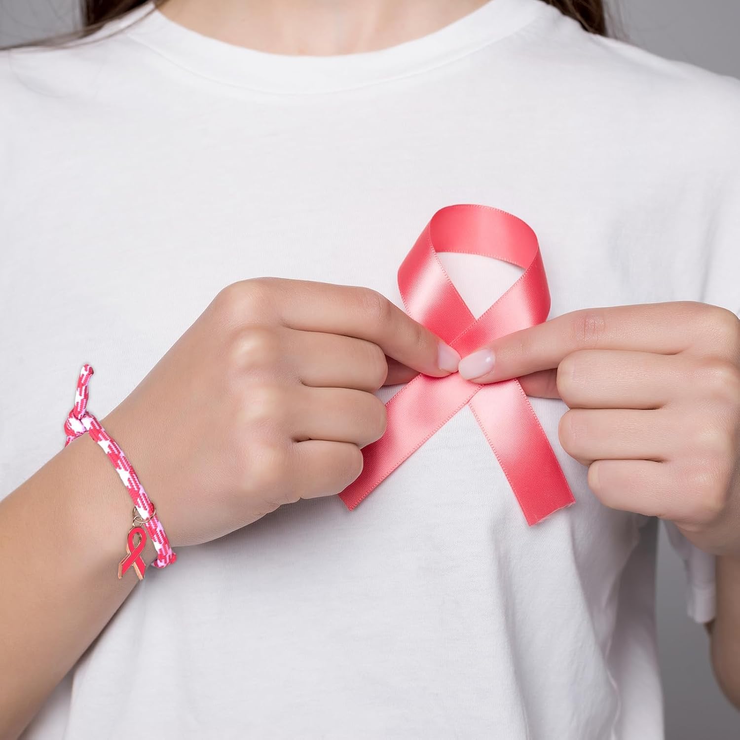 12 Pcs Breast Cancer Awareness Accessories Bracelets, Pink Ribbon Bracelets for Women, Pink Ribbon Handwoven Encourage Gifts for Cancer Fighters Survivor, Charity Public Activity Supplies - Image 5