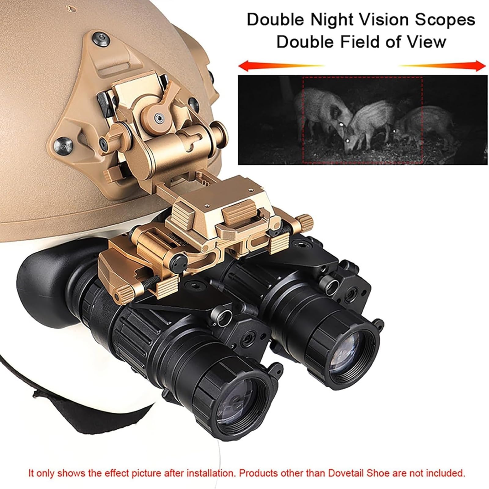 Binokular Bridge System NVG Mount ，Nachtsicht Brillen-Nachtsichtadapter ，Für PVS-14 Nachtsichtglasonokulare Monokular Oder Fernglas (schwarz, Gold)