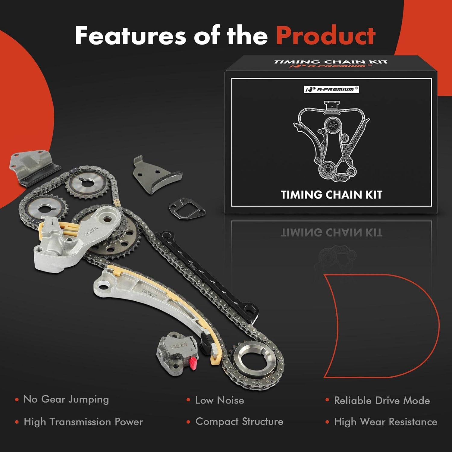 A-Premium Engine Timing Chain Kit W/Sprocket & More [fits DOHC, 4Cyl 1.8L 2.0L 2.3L] Compatible with Chevy Tracker 99-03 & Suzuki Aerio 02-07, Esteem 99-02, Sidekick 96-98, SX4 07-09, Vitara 99-03