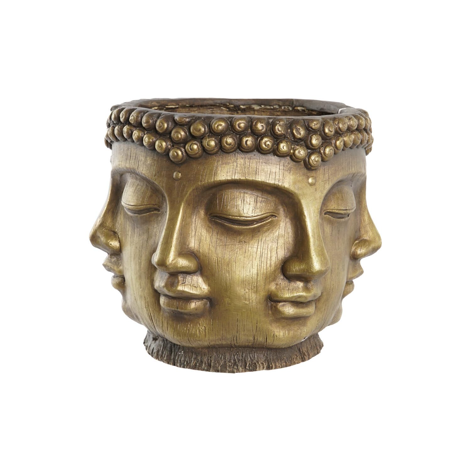 Vase Bouddha magnésie doré vieilli 30x34cm une sculpture de prestige pour plantes