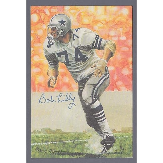 Bob Lilly Signed Pro Football HOF Art Series Postcard with PSA/DNA Sticker - NFL Cut Signatures