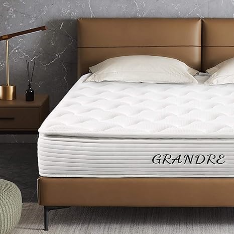 Amazon Com Grandre 12 Inch Queen Gel Memory Foam And Spring Hybrid Mattress Bamboo Pillow Top Bed In A Box Medium Firm White Home Kitchen