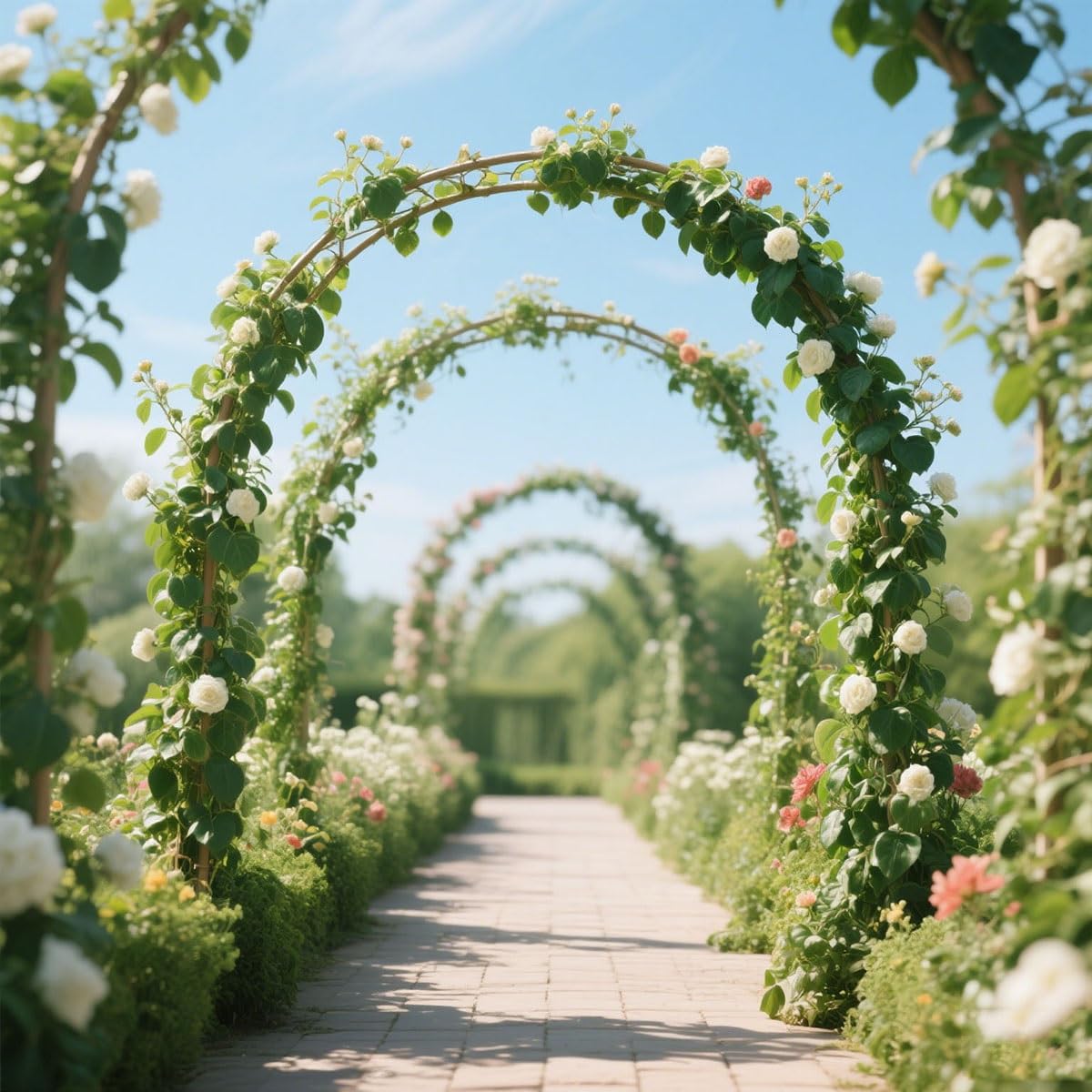 Pergola-Arbor, rostfreies Metall, Dunkelgrün, Hochzeitsbogen Rankgitter mit stabiler Basis, für Kletterpflanzen und Gartenparty-Dekor (B x H: 280 x 220 cm)