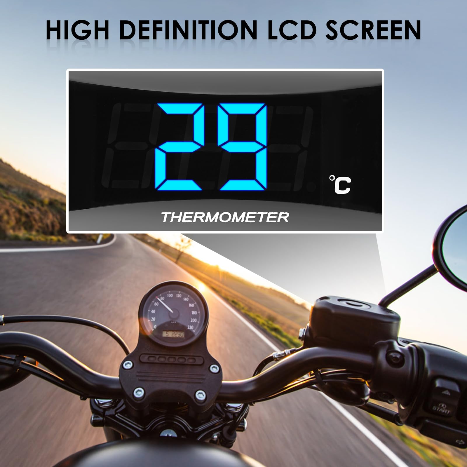 Termometro digitale per moto Strumenti Adattatore per sensore di misuratore display digitale per temperatura dell'acqua, Adattatore per sensore di temperatura per KOSO 18/22mm (18MM-BLUE)