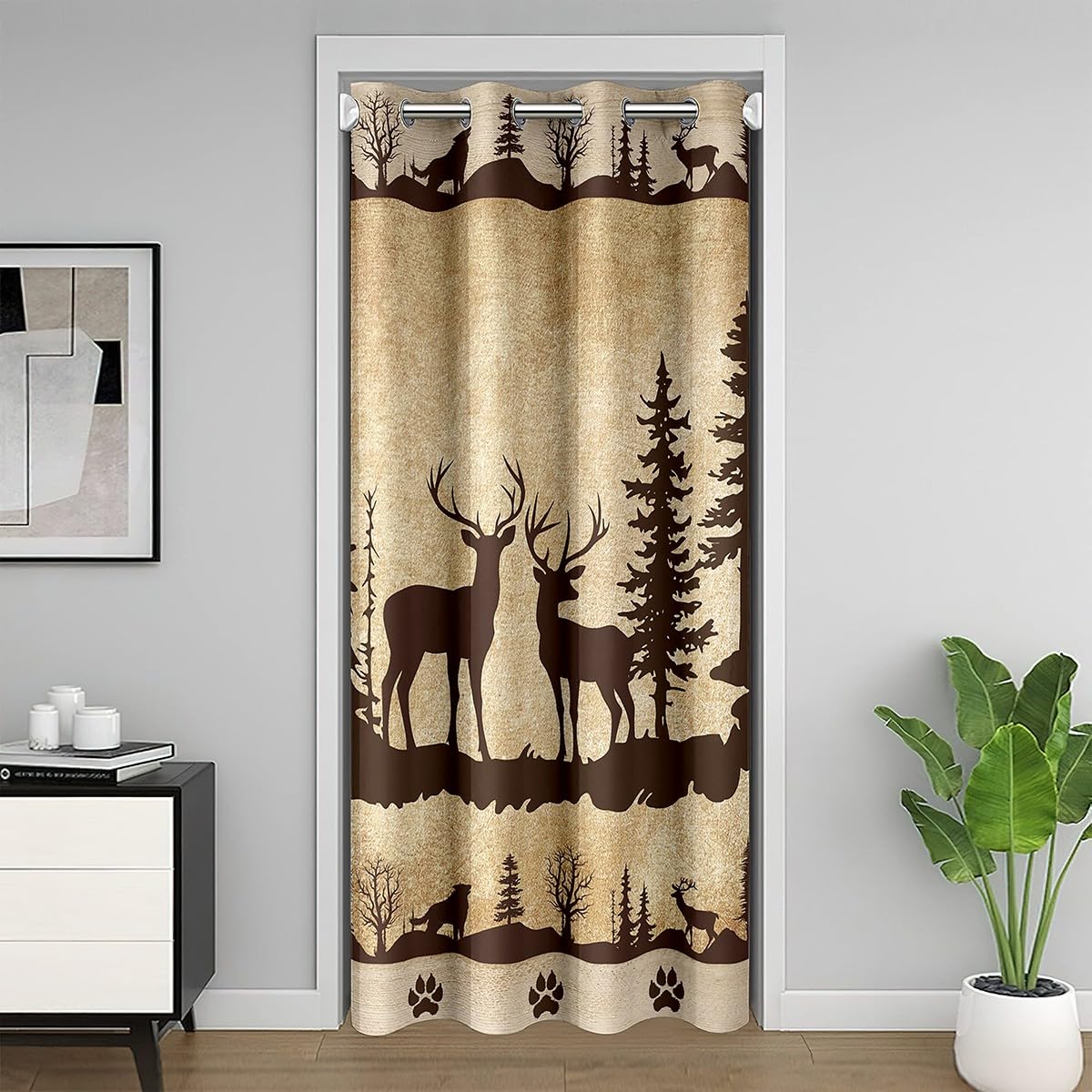 Rideau occultant faune sauvage 132x203 cm pour isolation visuelle de porte