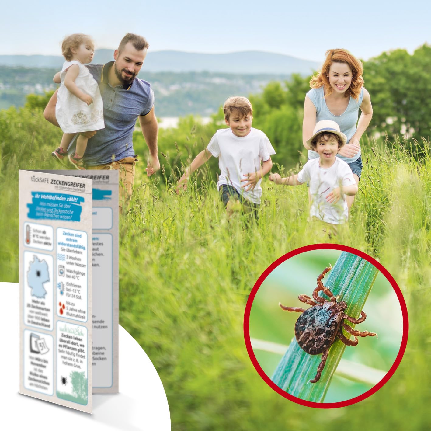 tickSAFE Pinza para garrapatas con Cabezal de Agarre Giratorio para su Uso en el Humanos | La Mejor Pinza para garrapatas - sin apretar, Tirar o presionar - Simplemente Girar hacia Fuera