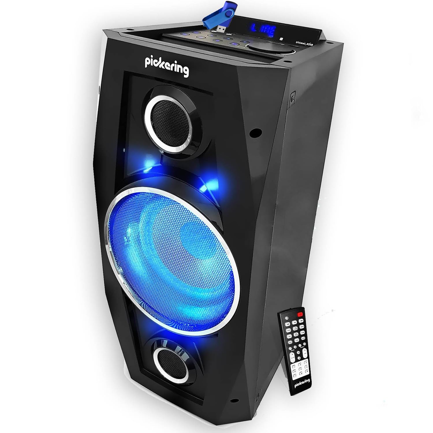 Pickering XS8 Enceinte Sono Autonome 300W 8" LED USB Bluetooth SD FM Batterie + Clé USB 32 Go