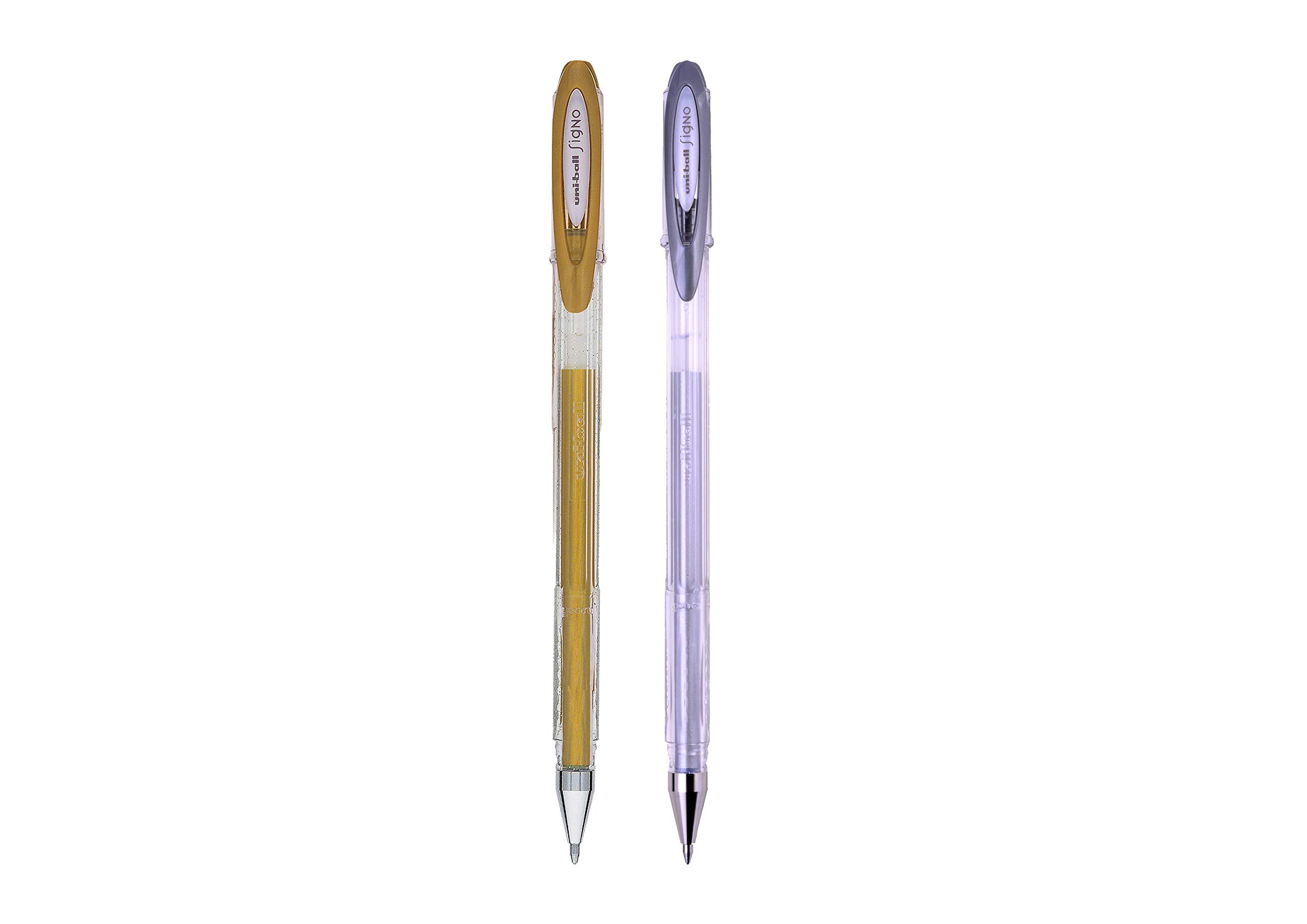 3 X UNI-BALL SIGNO Métallique Gel Stylos UM-120NM - Or Argent Blanc