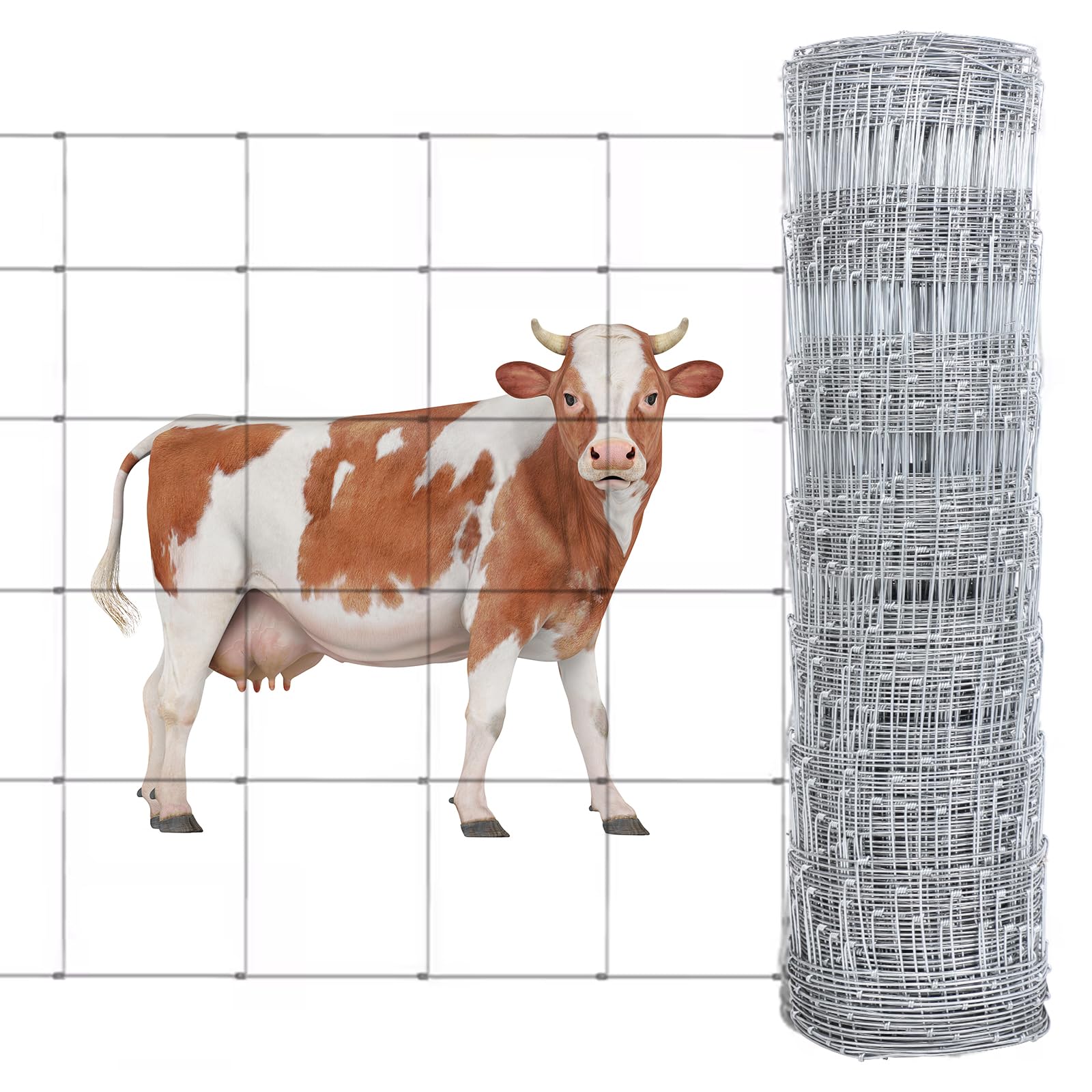 YANSERY 14 Gauge 4' 328' Heavy Duty Zinc-Coated Steel Farm Fence Panels, Rustic White, Ideal for Livestock & Yard Garden