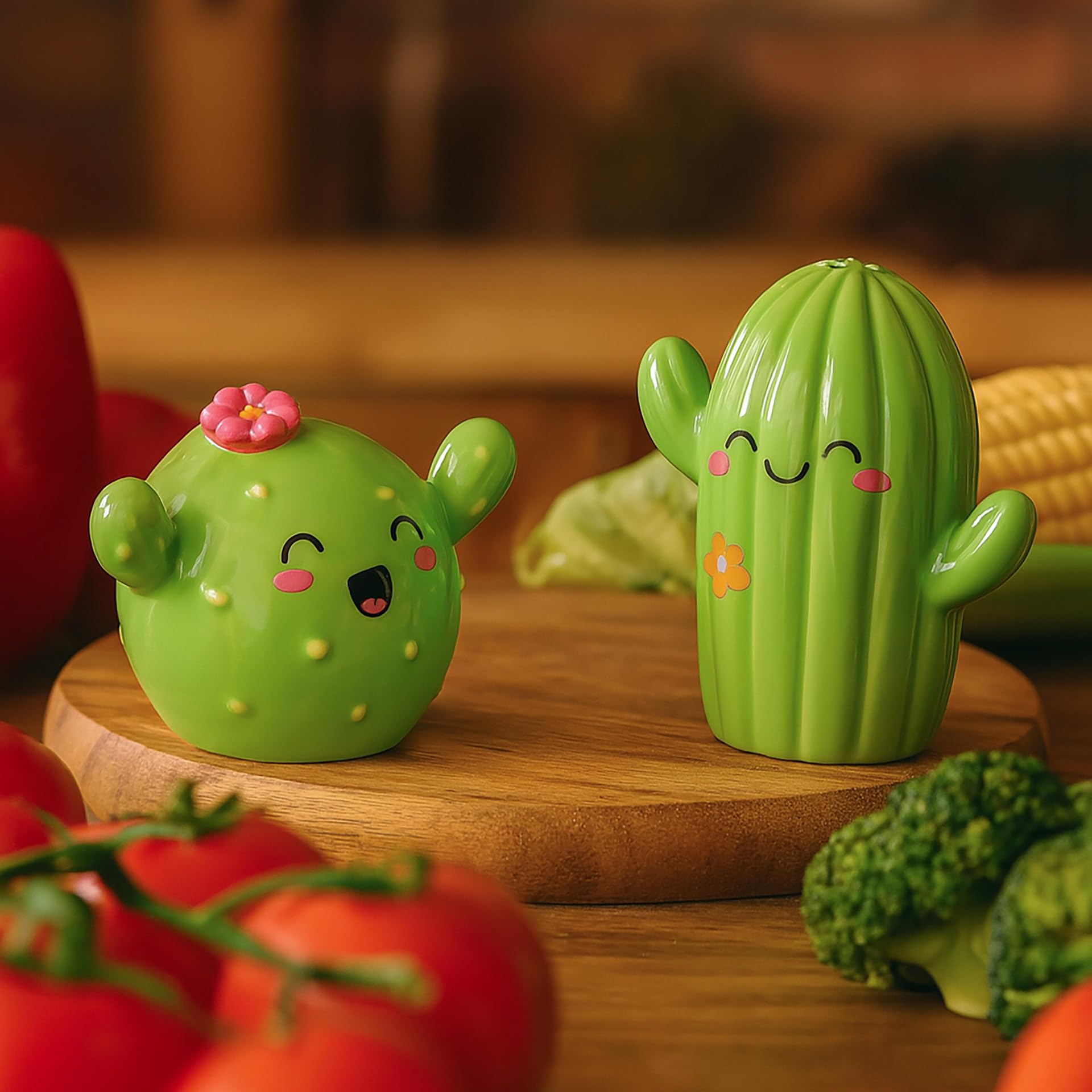 Legami Set Sel Et Poivre En Céramique Cactus Décorés À La Main