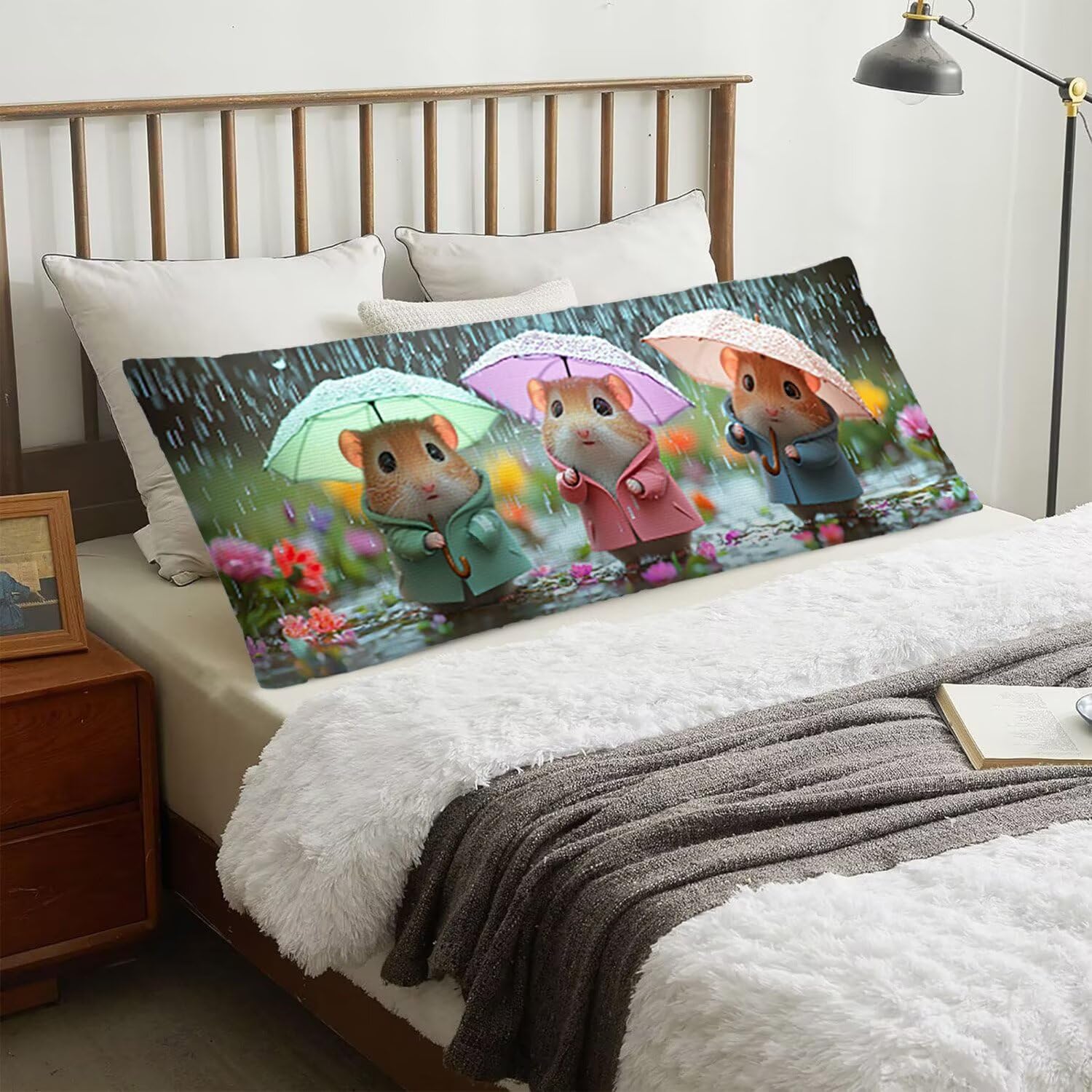 Oreiller de Corps pour Adultes 1 Paquet 120 x 50cm Velours Oreiller Coussin de Grossesse Dormir Oreiller Dormeur Latéral Long Coussin Long sur Le côté, D'intérieur Traversin (Souris Mignonnes) v-379