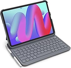 Inateck iPad 10th/11th Gen Keyboard Case, Ultralight Keyboard with Stylus Holder for iPad 11th (2025 11" A16)/10th (2022 10.9"), Air 11" M3/M2 (2025/2024), Air 5/4, Pro 11 4/3/2/1, AirTap Gray