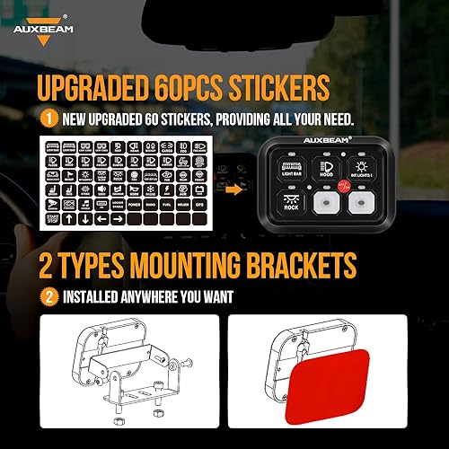 Miniatura 6 de Auxbeam Panel de interruptor de 6 segmentos, regulable, automático, sistema de relé electrónico universal, caja de control de circuito de