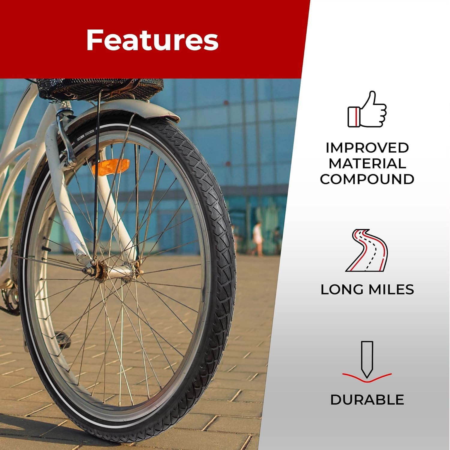 Fincci Cubiertas MTB 26 Pulgados - Pair Slick Urbain Plegable Neumaticos 26 x 1,95 - Nero Gomas 26" para Adulto, Estatica, Eléctrica, Montaña, y Carretera Bici - Pack de 2 Componentes para Bicicleta