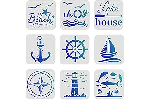 FINGERINSPIRE 9 Pcs Compass Anchor Stencils: Elevate Your Coastal Decor