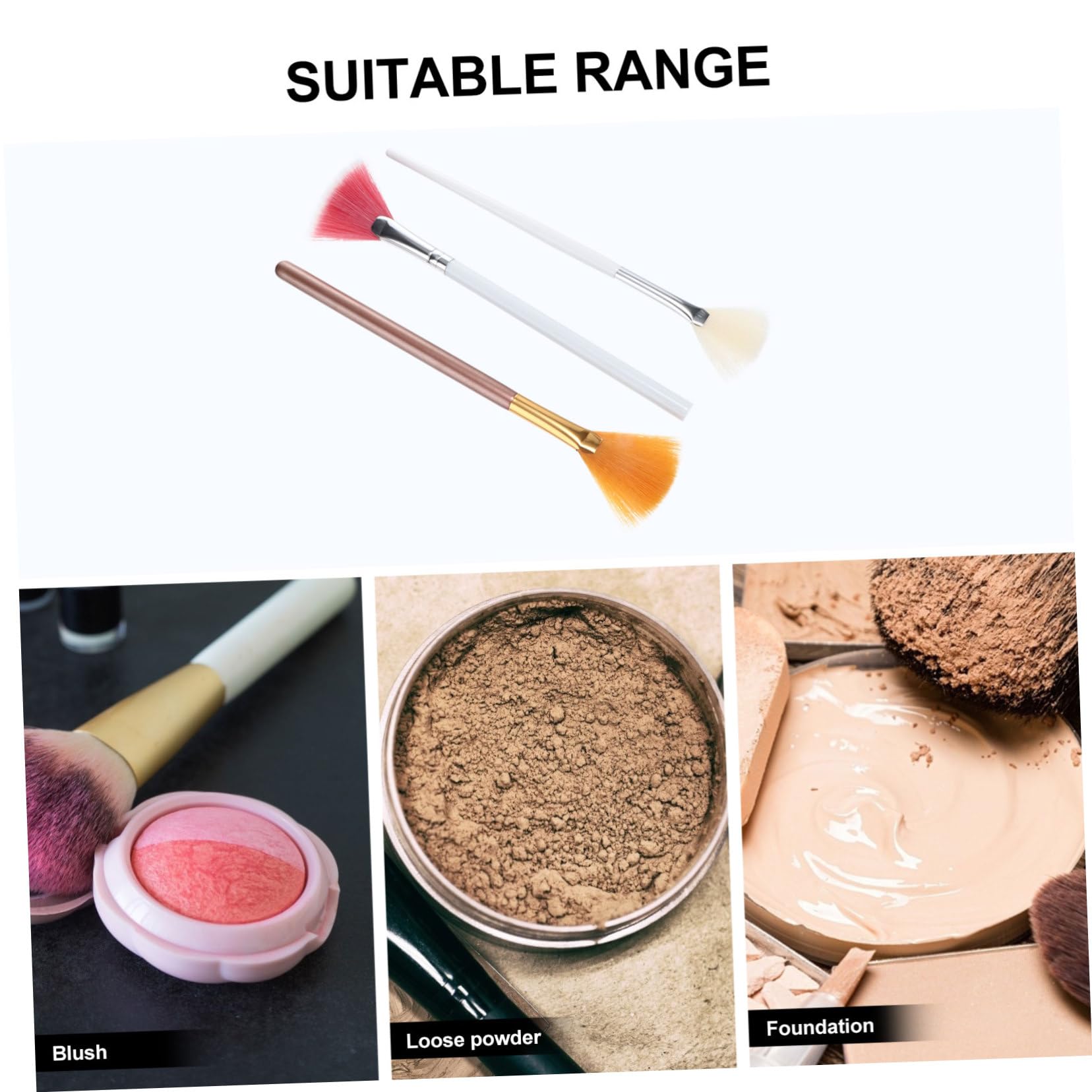 Ipetboom 4 Set Di Accessori Cosmetici Set Di Pennelli Per Il Trucco Strumenti Per Il Trucco A Forma Di Ventaglio Per La Casa Blush Viso Applicazione Liscia 3 Pezzi * 4