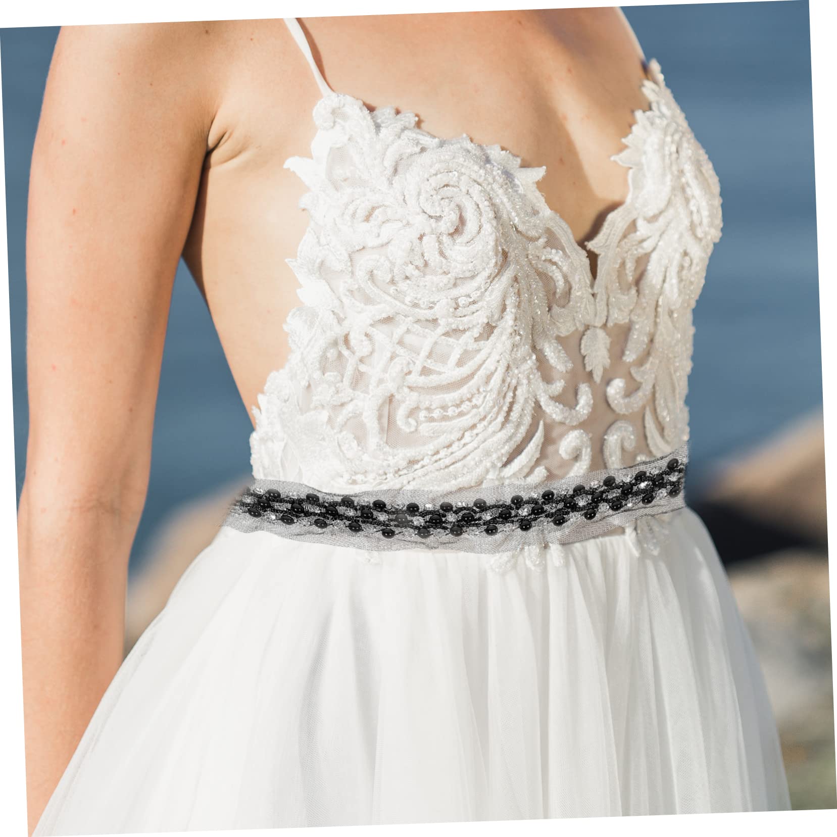 NUOBESTY 5piezas Cinta De Encaje Perlas Para Costura Adorno Decorativo Para Ropa Manualidades y Bodas Perlas