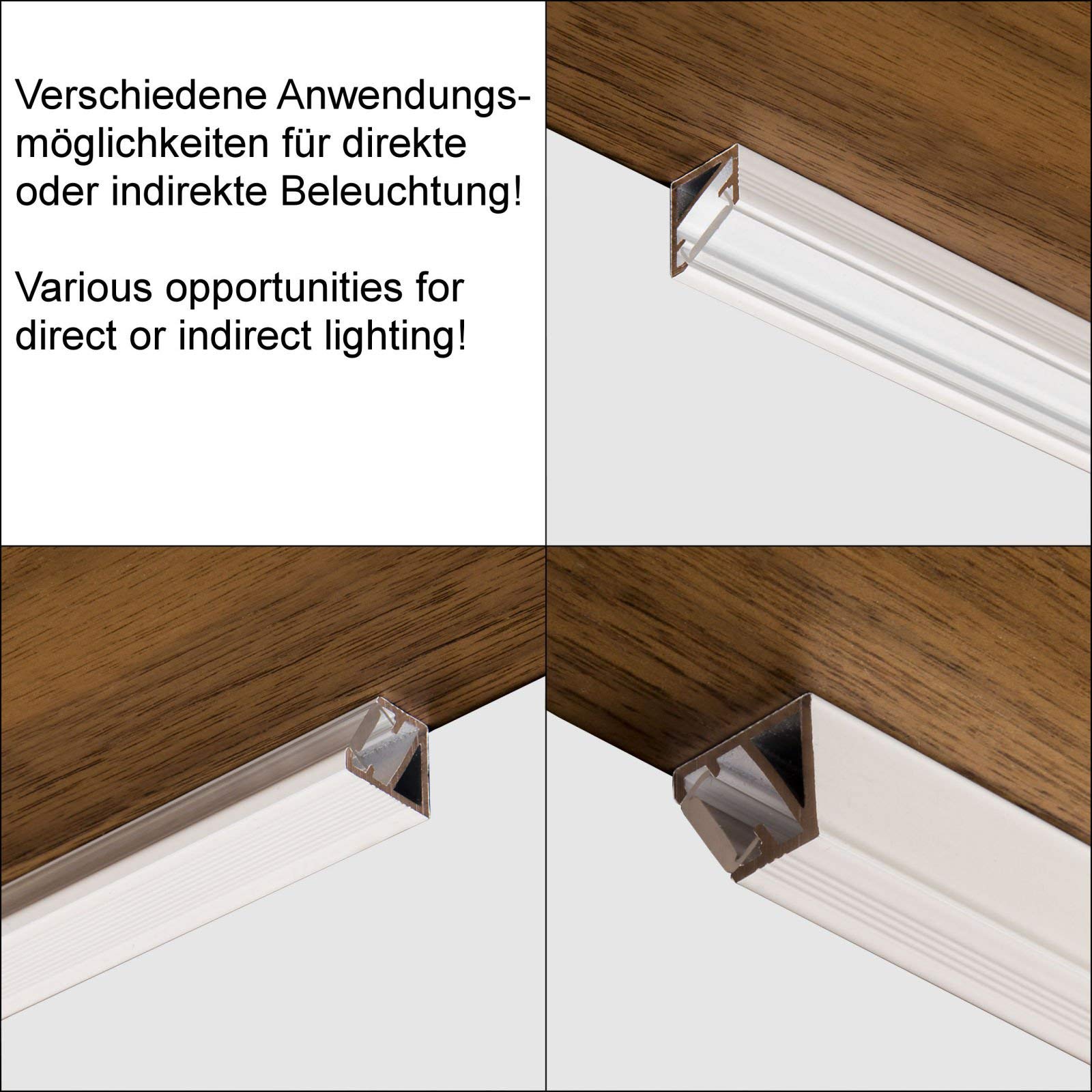 SOTECH 3 Stück LED Profil-66 Eckprofil weiß 2000 x 14,5 x 16,5 mm | mit opaler Abdeckung