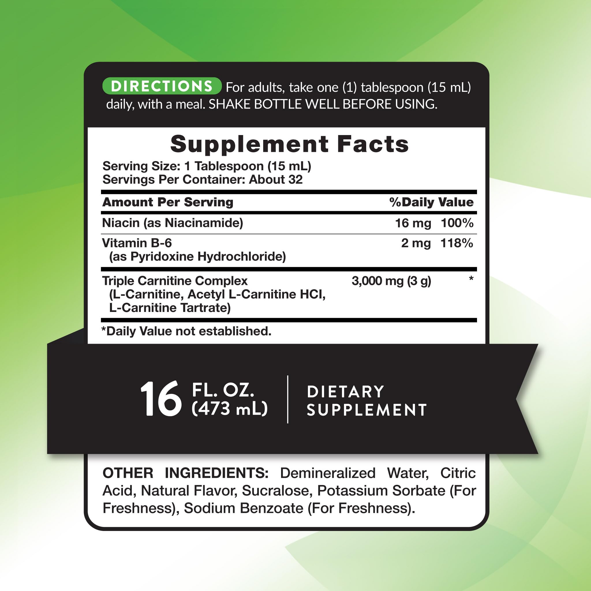 Nature's Truth Carnitine Liquid Complex | with Three Forms of L-Carnitine — Amazon image 2