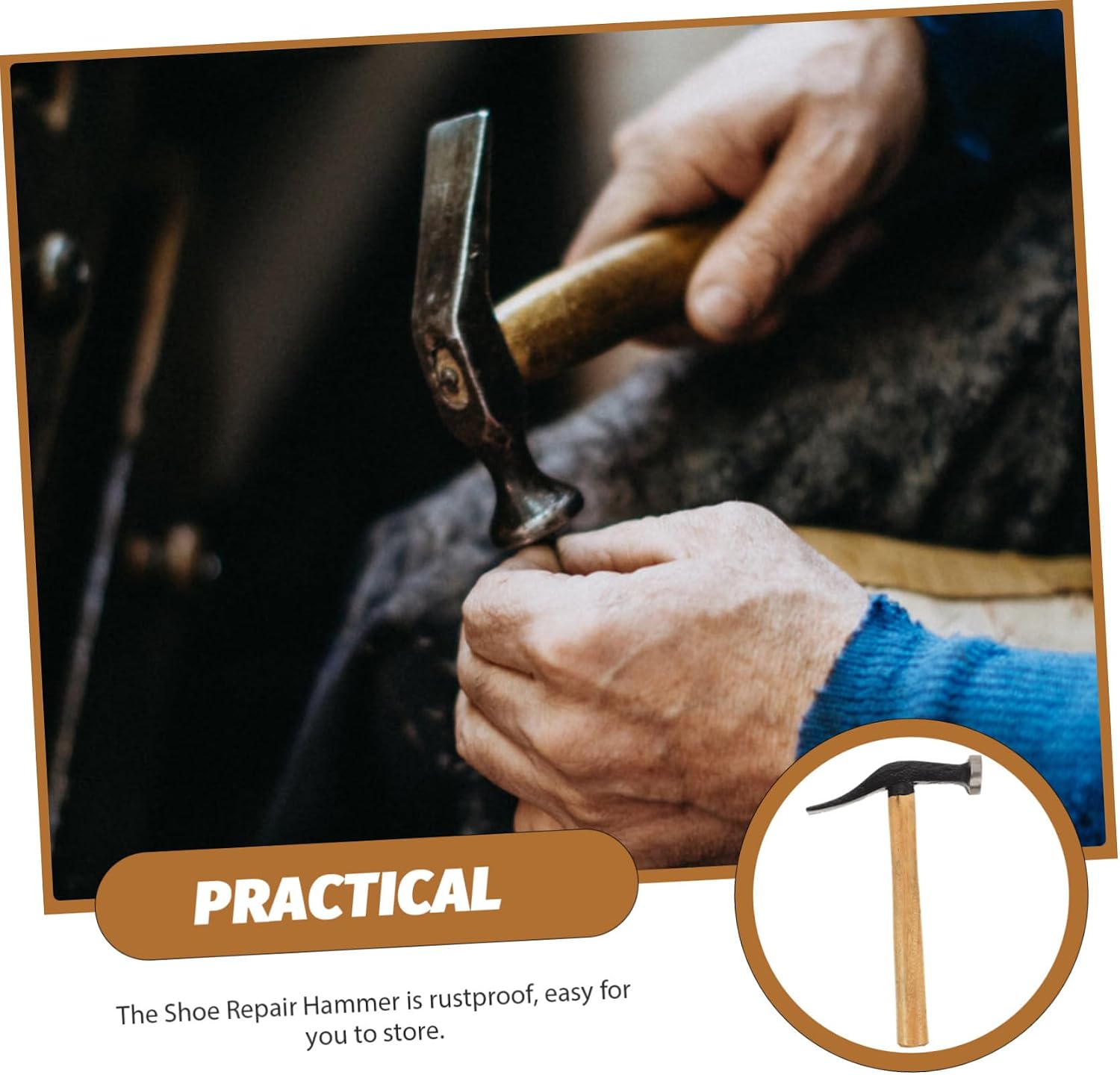 DOITOOL Shoe-making Hammer Wooden Handle Comfortable for Shoe Repair Maintenance for Cobbler Tools
