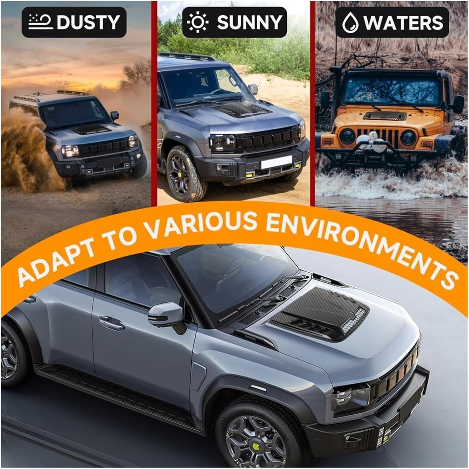 Engine Hood Vents Protection Against Scratches And Abrasions Universal Engine Hood Vent Decoration Compatible With Engine Hood Air Intakes(Gloss black)