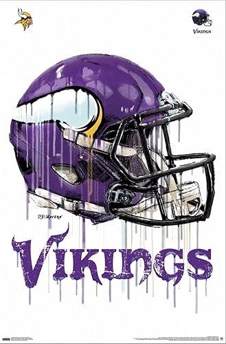 Miniatura 6 de Trends International NFL Minnesota Vikings - Póster de pared con casco de goteo en el número 20, 14.72 x 22.37 pulgadas, lienzo estirado