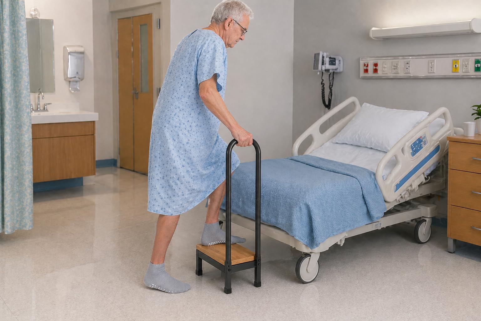 63201 Step Stool with Handle Capacity, Lightweight and Sturdy Step Stool with Handle for Elderly Seniors, for Bedroom, Bathtub and Car - Black-picture-41
