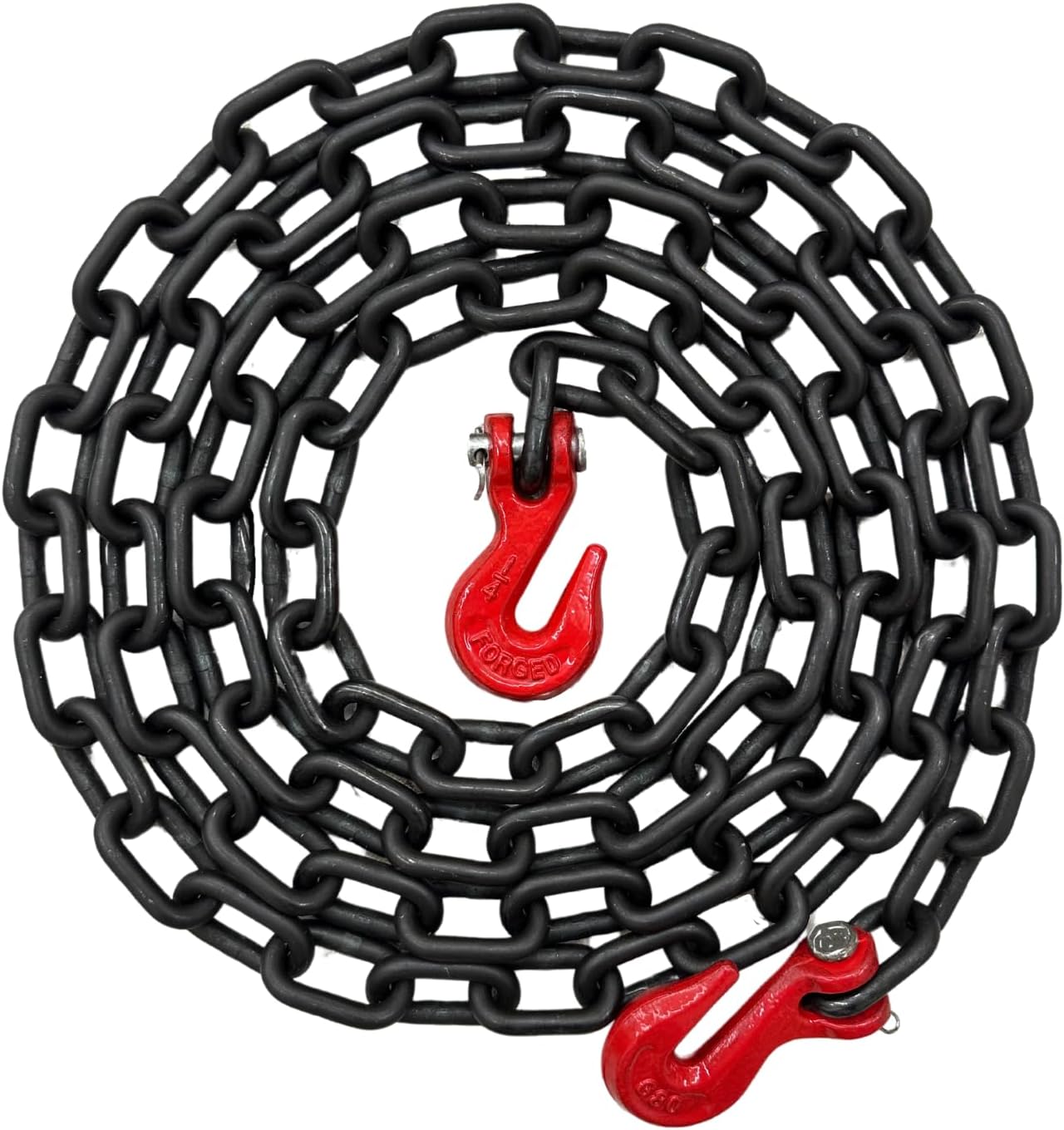 1/4" X 10' Grade 80 Transport Binder Chain - 3,500 LBS WLL - Clevis Grab Hook, Tie-Down, Towing