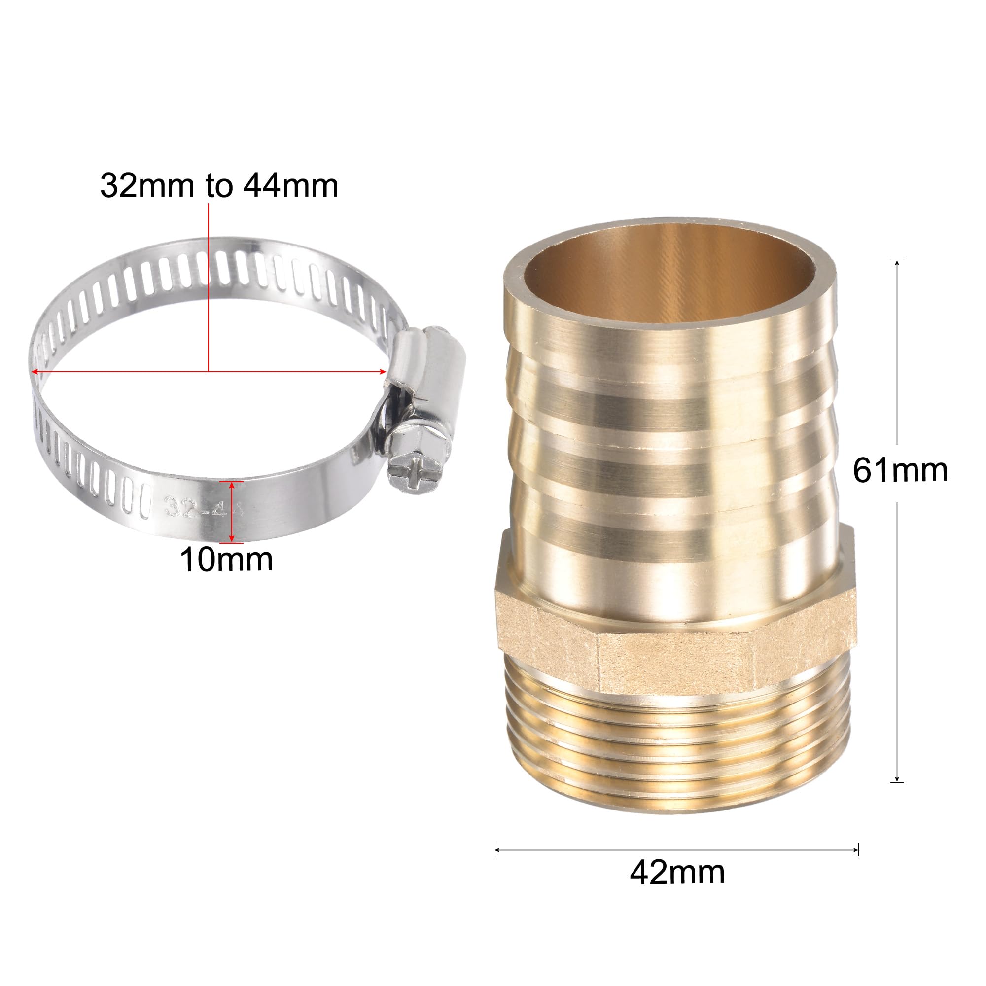 12PCS Raccord Cannelé Laiton Tube Barbelé Droit, 6mm x G1/2 Mâle Filetage Tuyau Coupleur Connecteur Adaptateur avec Acier Inoxydable Tube Pince