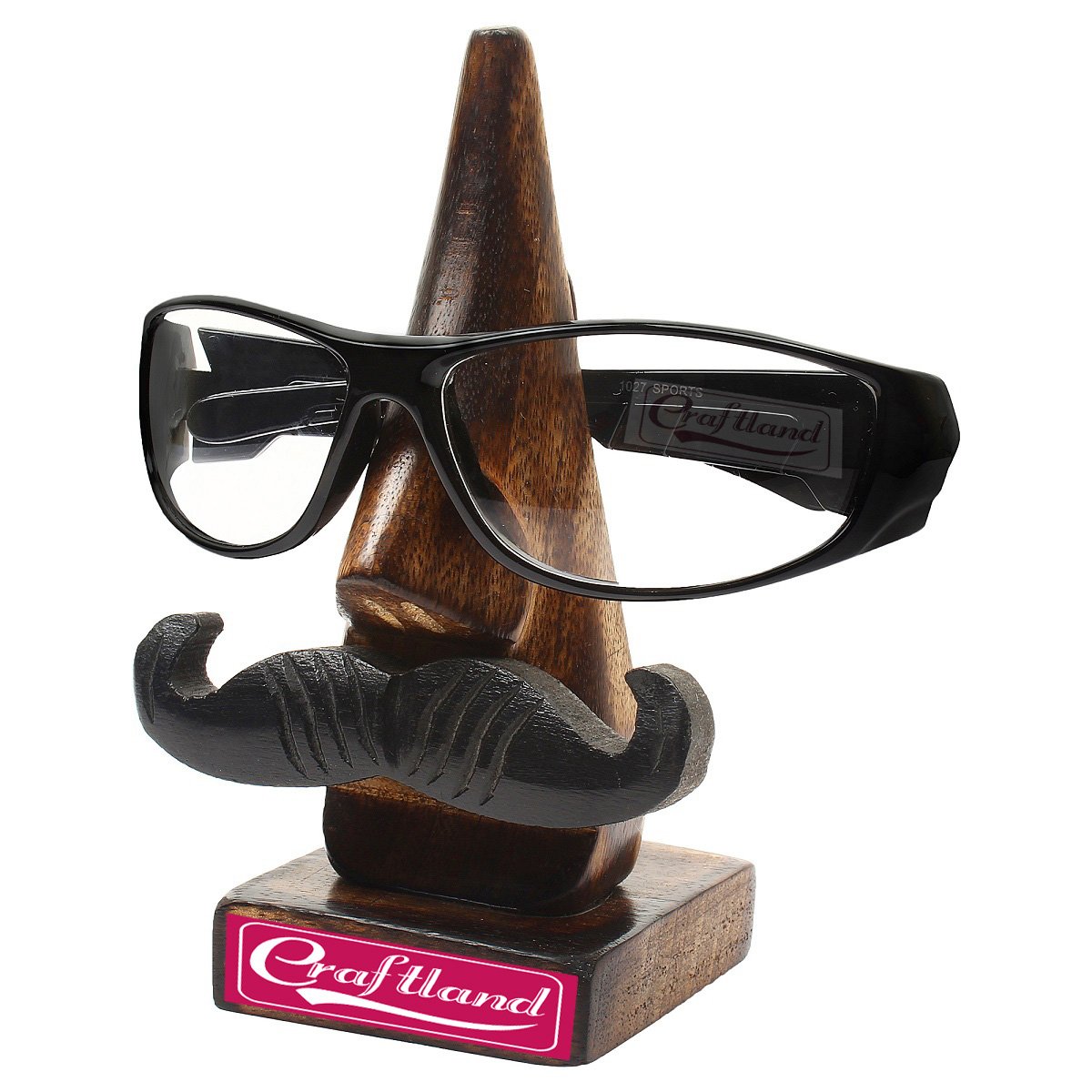 Craftland Wooden Nose Spectacle Stand (Brown, 5 Inches x 5 Inches x 9 Inches) 2
