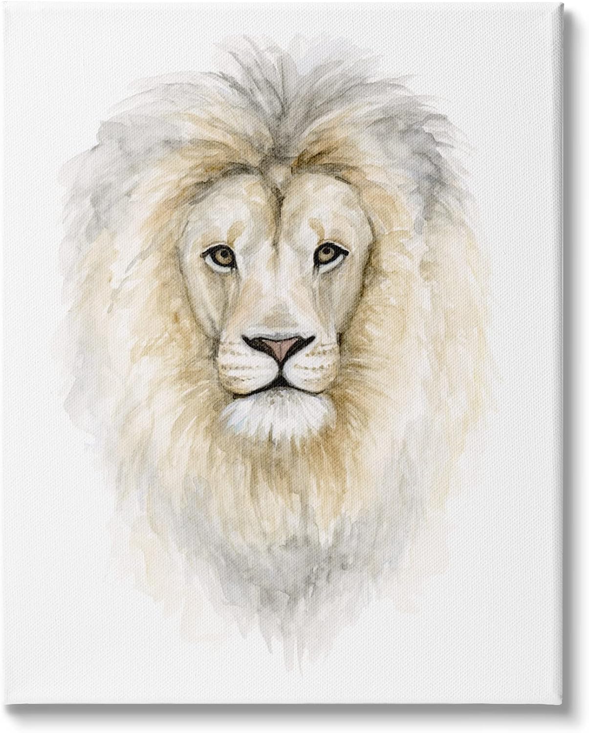 Stupell Industries Lion Mane Watercolor Portrait Kids' Nursery Safari Animal, Design by Fox Hollow Studios