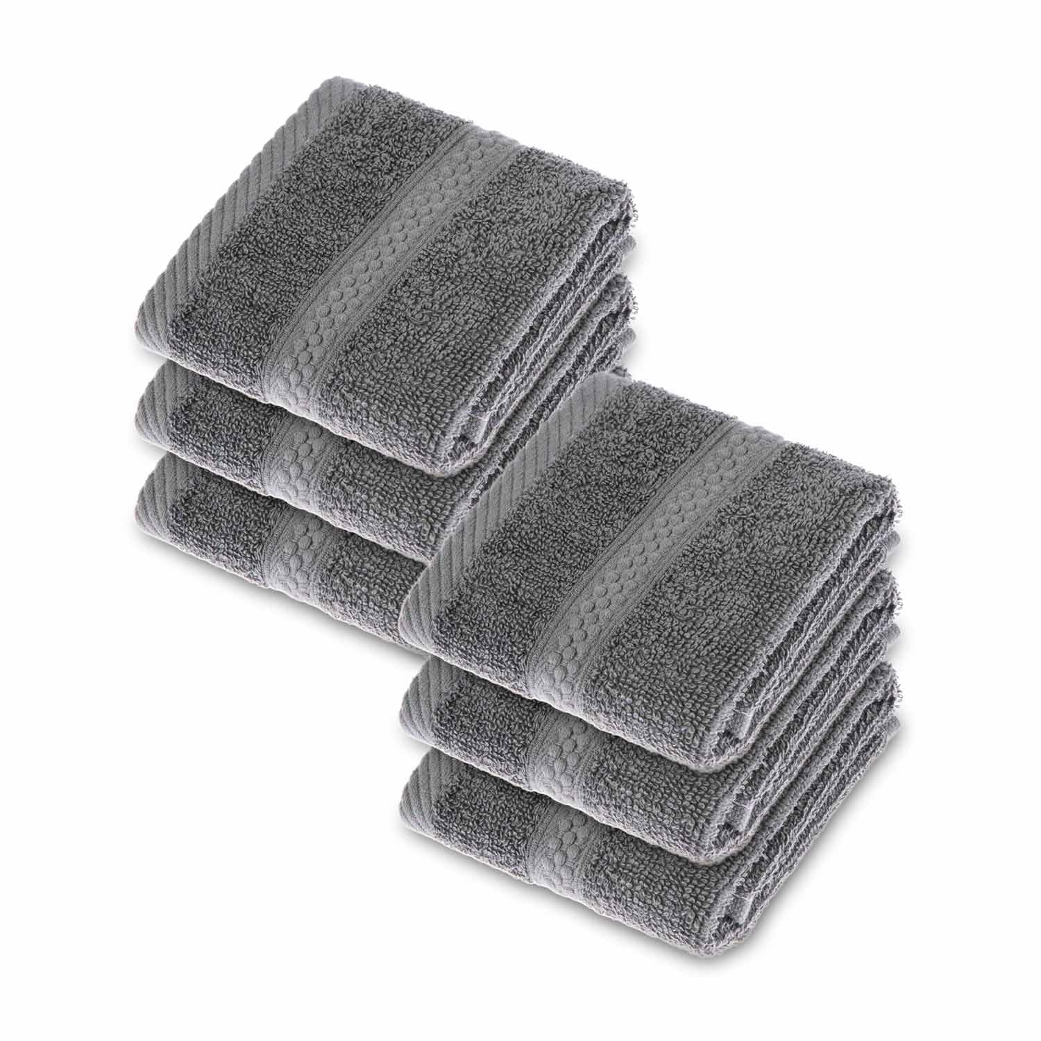 HOMESCAPES Charcoal Grey Turkish Cotton Set of 6 Face Cloths Flannel Super Soft Thick & Absorbent 500 GSM Towel Heavy Weight for everyday Luxury โ image 1