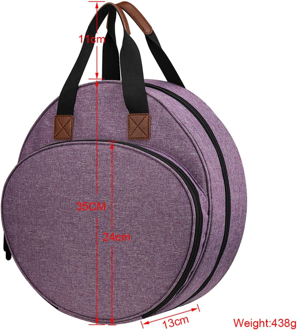 Embroidery Case Sewing Organizer Knitting Storage Round Embroidery Project Bag Oxford Cloth Design Suitable for, Purple, 32x30x6CM
