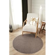 skandinav Bambu Yumu ak Hal  Yolluk, Yuvarlak, 120x120 cm, Antrasit