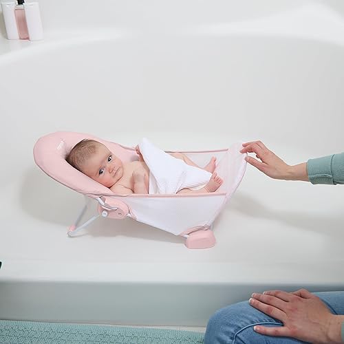 Miniatura 9 de Ingenuity Bañera plegable de 2 posiciones, asiento de baño de bebé con soporte ajustable de 2 posiciones para fregadero o bañera, edades de 0 a 6