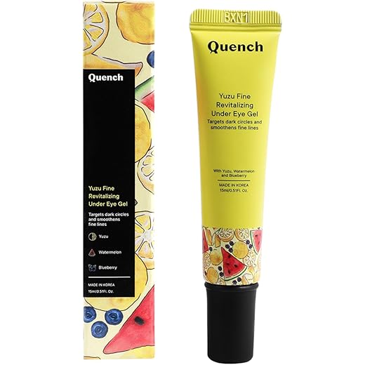 QUENCH BOTANICS Vitamin C Revitalizing Under Eye Gel with Yuzu Lemon Extracts | Instantly Brightens Under Eye | Reduces Dark Circles, Puffiness & Fine Lines | Made in Korea (15ml)