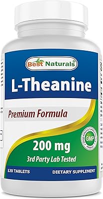 Best Naturals L-Theanine 200mg per Tablet 400mg per 2 Tablets - Promotes Relaxation Without Drowsiness - 120 Vegetarian Tablets - 120 Count Pack of 1