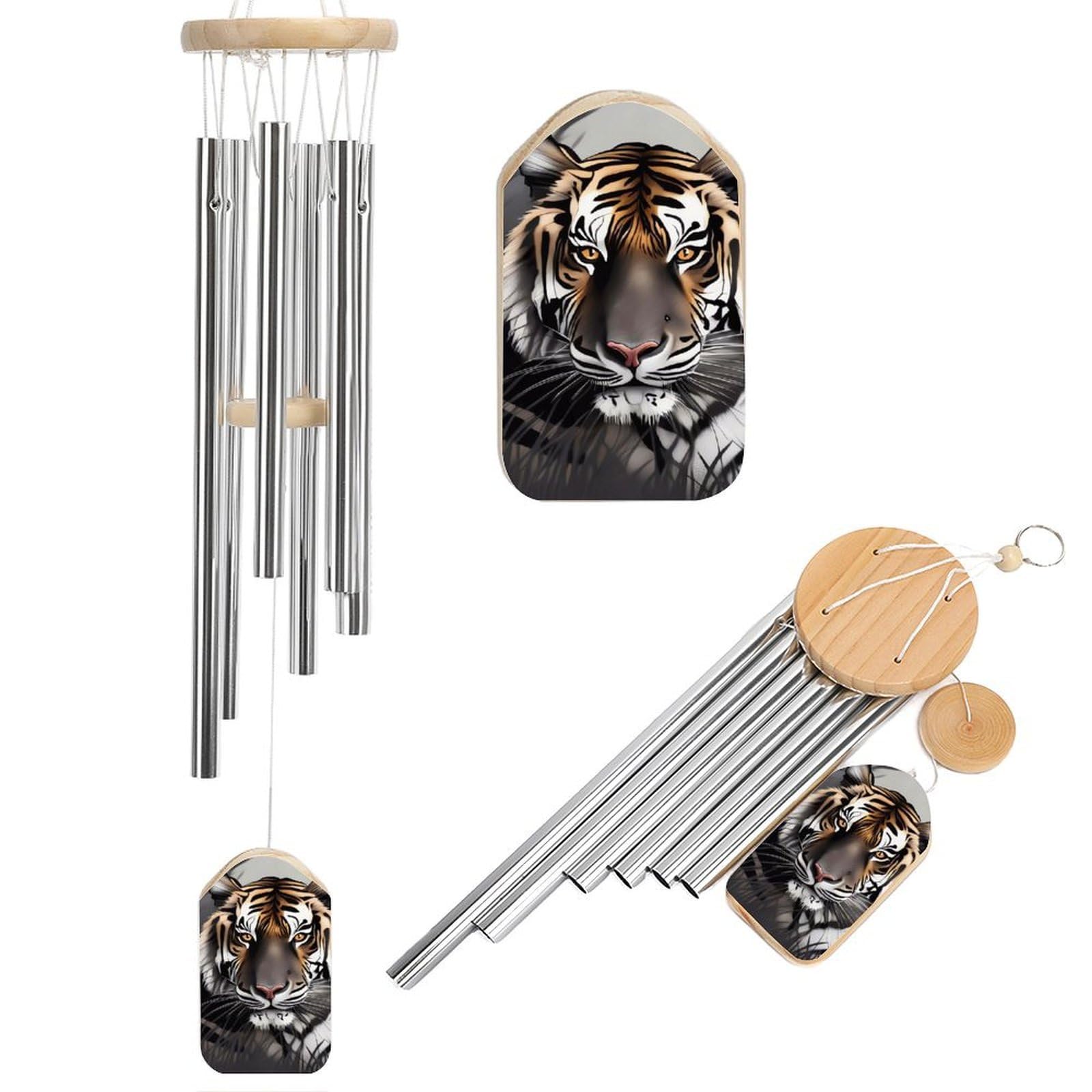 Tiger at Rest Wind Chimes, Soothing Melodic Memorial Windchimes Soothing Melody Wind Chime Handcrafted Hanging Decoration for Home Garden Balcony Courtyard Decor