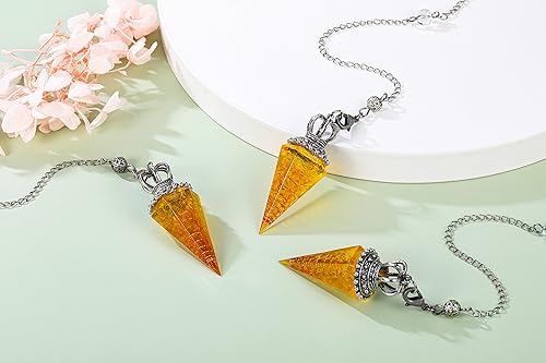 Miniatura 3 de Top Plaza Cristal de péndulo de aguamarina para bruja con piedras preciosas de radiestesia, péndulo de equilibrio de reiki, espiritual de 6 facetas,