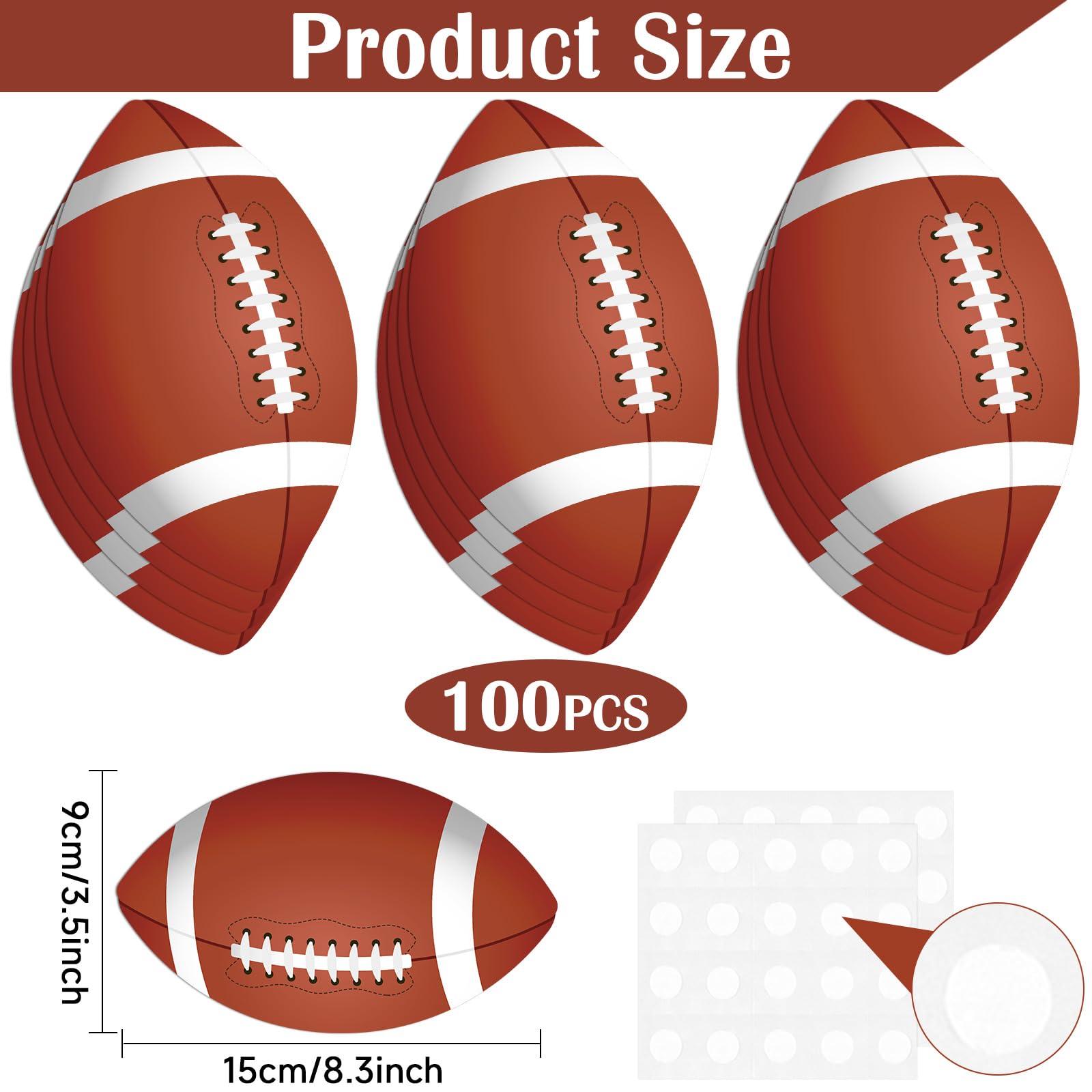 chiazllta 100Pcs Football Party Cutouts Football Themed Party Decorations Football Cutouts with Glue Point Dots Sports Bulletin Board Decorations Set for Birthday Classroom Party Supplies Decors