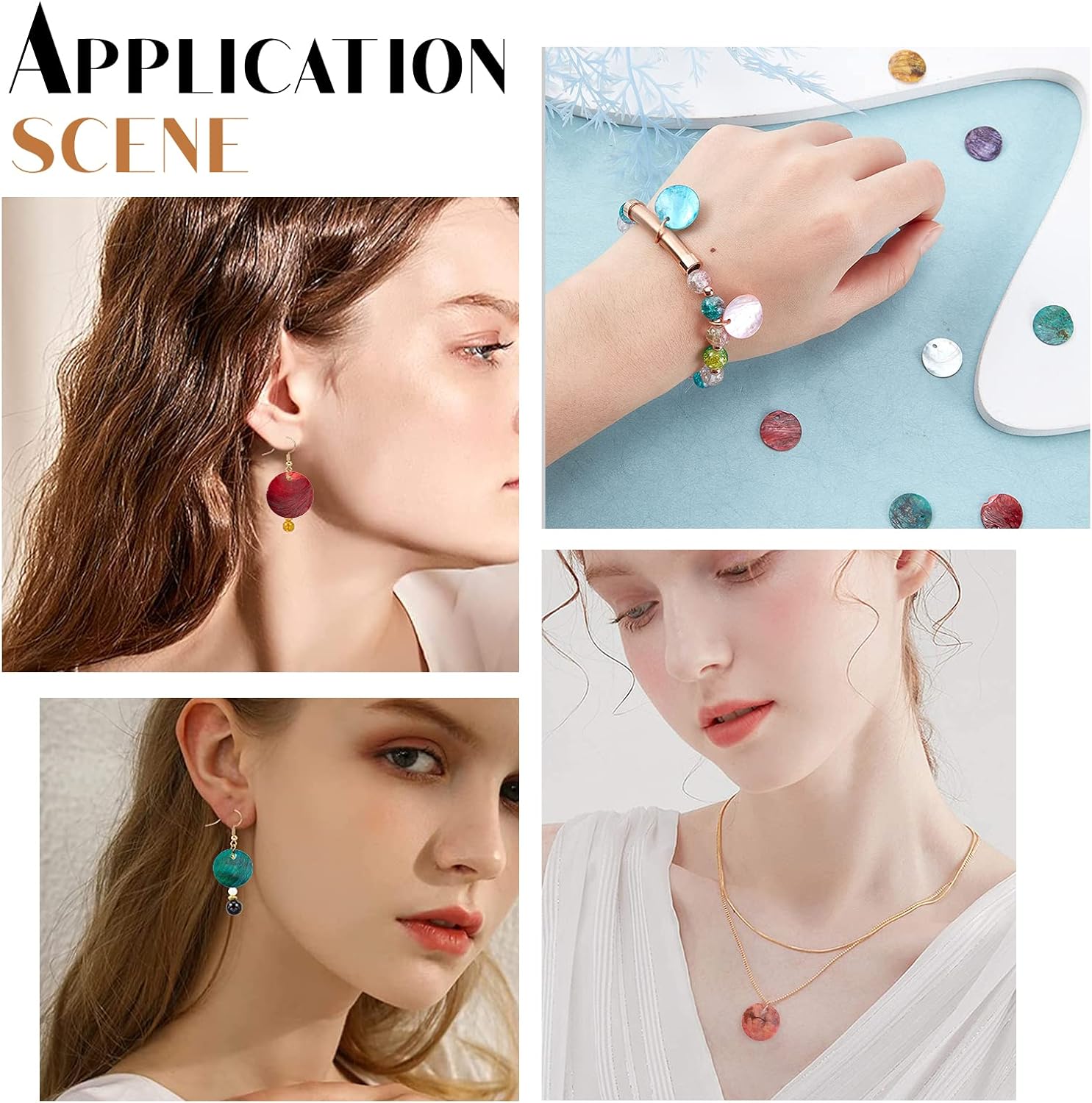 SUNNYCLUE 1 Box 100Pcs 10 Colors Shell Charm Bulk Colorful Flat Round Assorted Natural Seashell Slice Pendants Spray Paint Disc Coin Beads for Jewelry Making Charms DIY Bracelets Findings, 15MM - Image 5