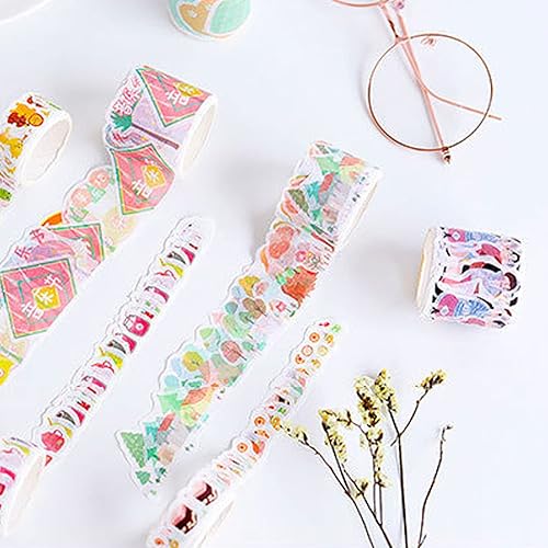 Miniatura 5 de Juego de cintas Washi, 8 rollos de cintas Washi de 1.378 in de ancho, cinta decorativa impresa para conciertos, múltiples formas irregulares,