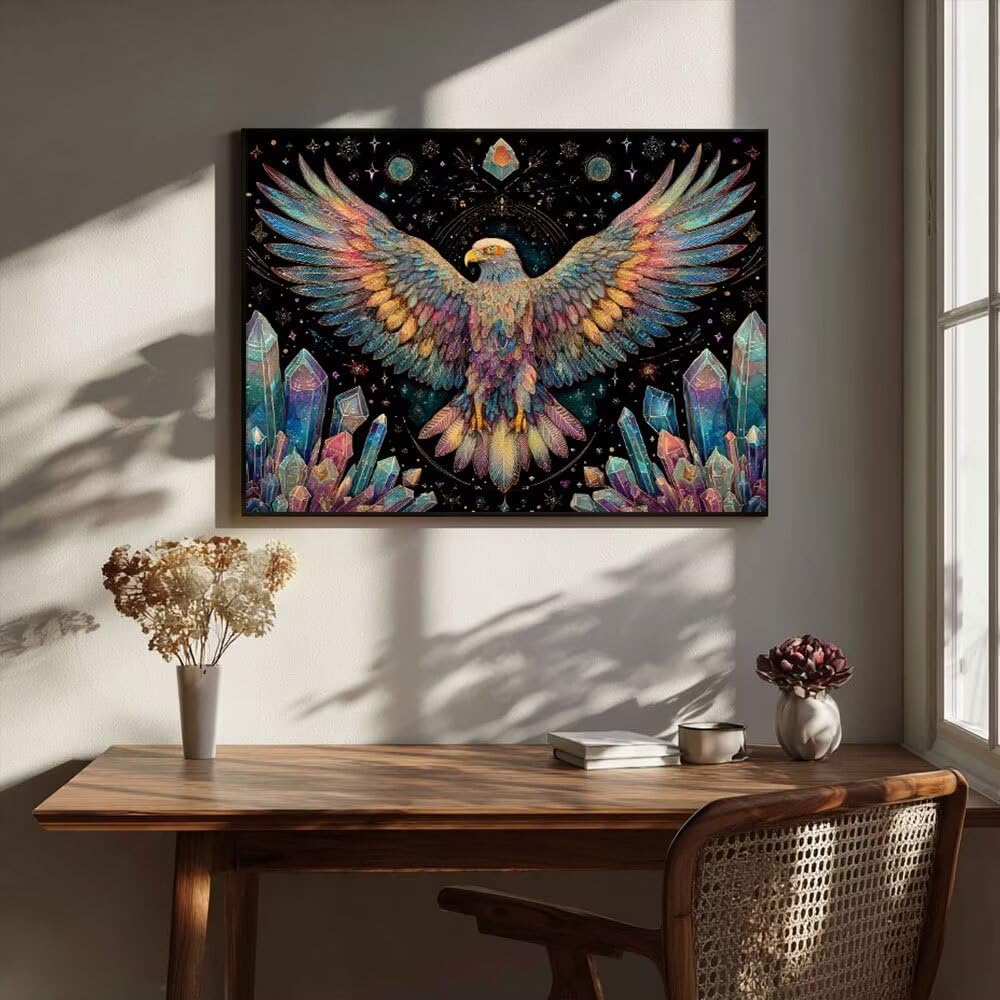 Malen Nach Zahlen Erwachsene DIY Komplettset - Hochwertige Acrylfarben & Leinwand - Entspannendes Kunsthandwerk für Anfänger & Fortgeschrittene - Ideales Home Deko - Adler Farbe Motiv (80x100cm) C-975